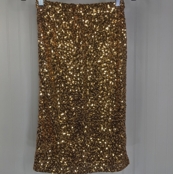 PRETTY GUIDE Gold Sequin Bodycon Pencil Skirt NWT Sz L - Picture 7 of 13